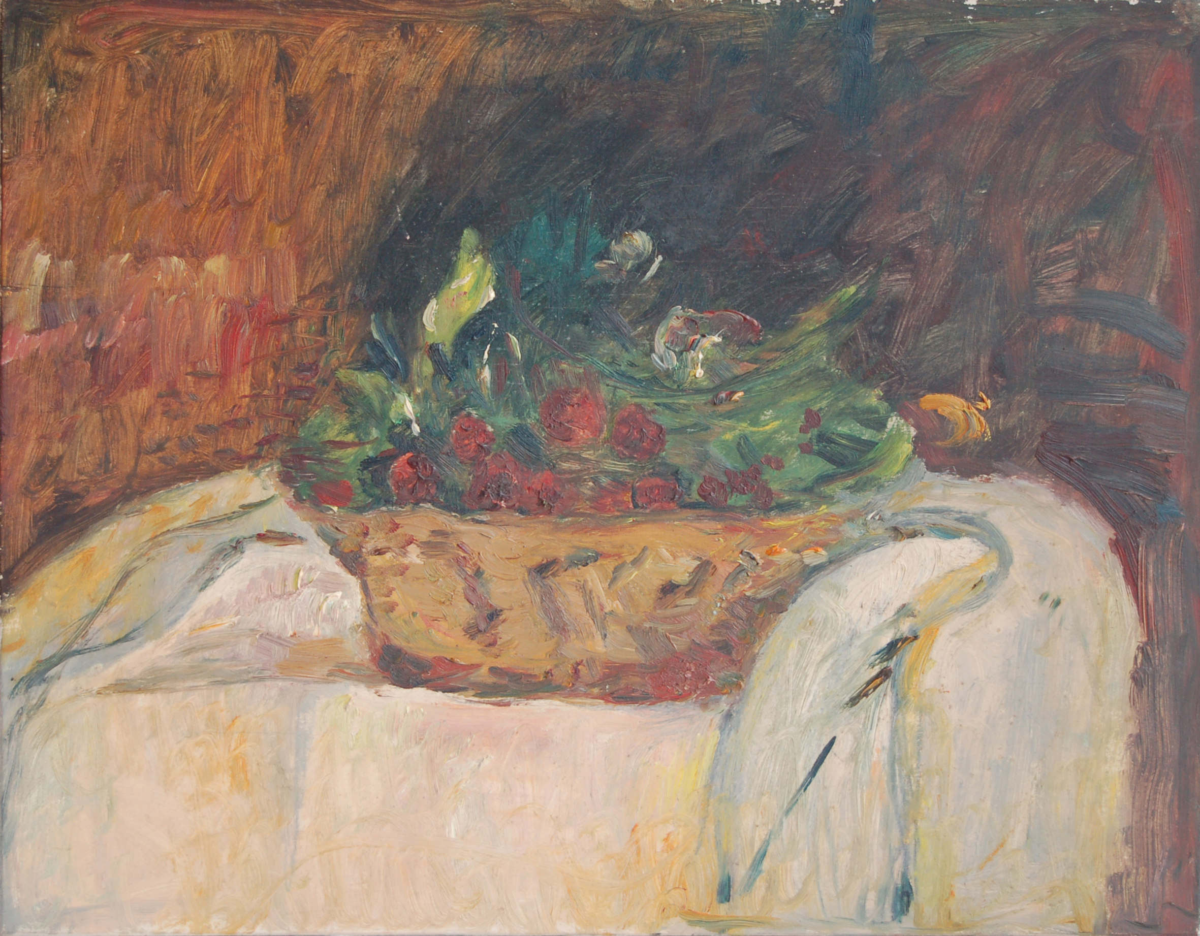 Arturo Tosi Cesto di ciliegie natura morta 1938 olio su tavola cm 40x50 Frauke Stenz